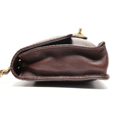 CHANEL No. 8 2003-2004 Lambskin Flap Chain Shoulder Bag Brown WS26760