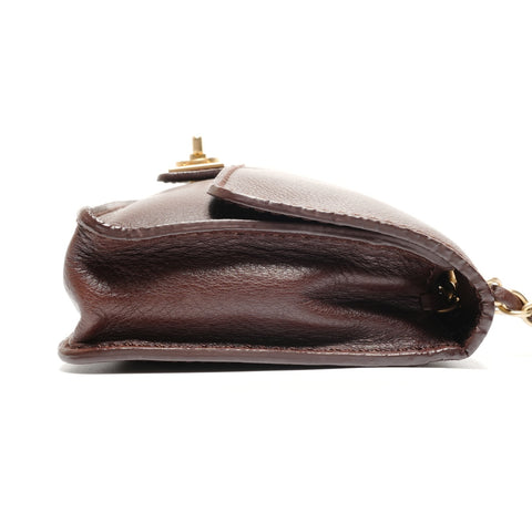 CHANEL No. 8 2003-2004 Lambskin Flap Chain Shoulder Bag Brown WS26760
