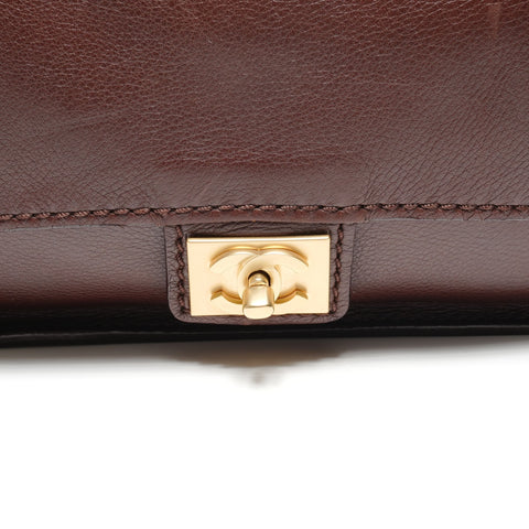 CHANEL No. 8 2003-2004 Lambskin Flap Chain Shoulder Bag Brown WS26760