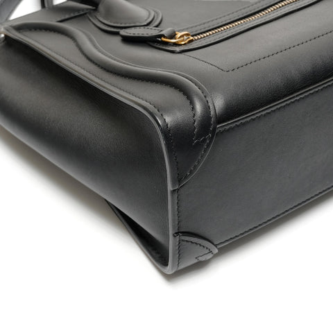CELINE Leather Nano Luggage 2way Handbag black WS26762