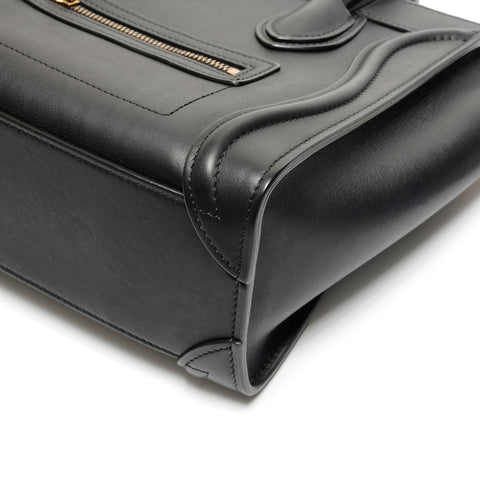 CELINE Leather Nano Luggage 2way Handbag black WS26762
