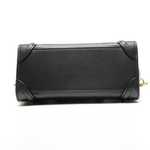 CELINE Leather Nano Luggage 2way Handbag black WS26762