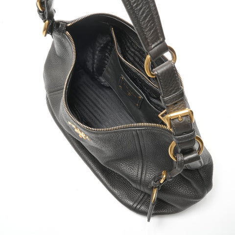 PRADA leather one belt Shoulder Bag black WS26763
