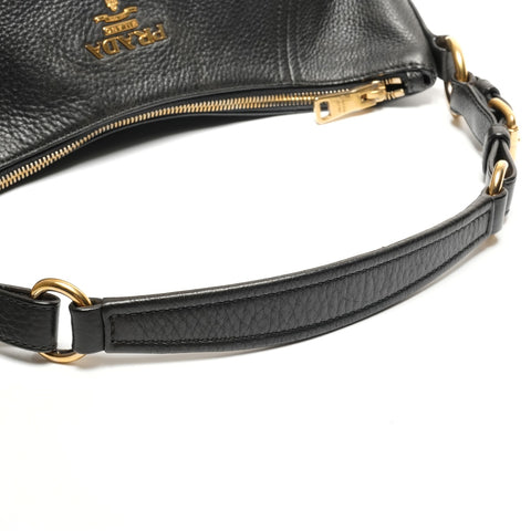 PRADA leather one belt Shoulder Bag black WS26763