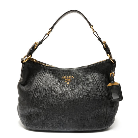 PRADA leather one belt Shoulder Bag black WS26763