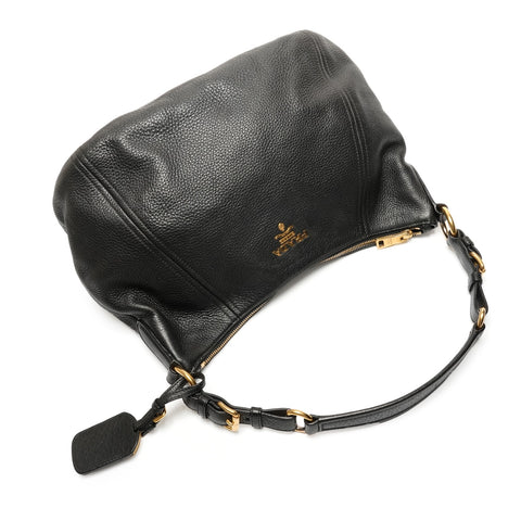 PRADA leather one belt Shoulder Bag black WS26763