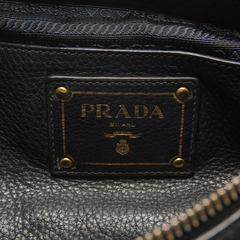 PRADA leather one belt Shoulder Bag black WS26763