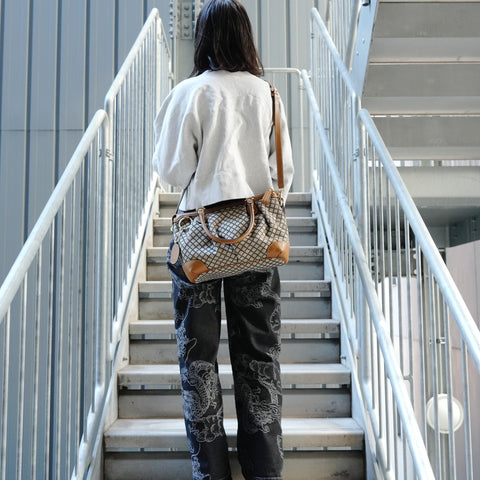 GUCCI Canvas 2way Diamante Sukhi Handbag beige WS26765