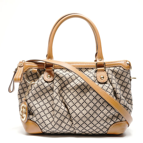 GUCCI Canvas 2way Diamante Sukhi Handbag beige WS26765