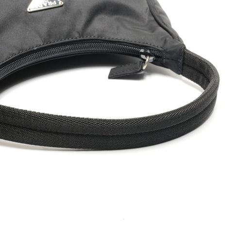 PRADA Nylon Triangle Logo Hobo Handbag black WS26766
