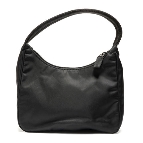 PRADA Nylon Triangle Logo Hobo Handbag black WS26766