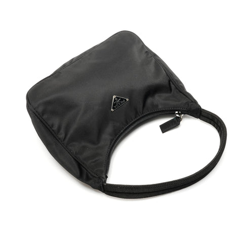 PRADA Nylon Triangle Logo Hobo Handbag black WS26766