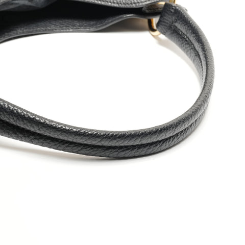 PRADA Logo embossed leather Shoulder Bag black WS26767