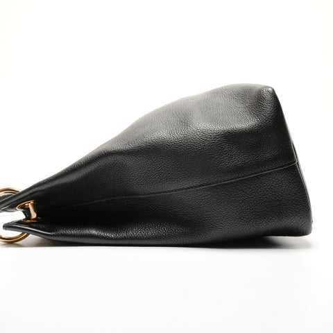 PRADA Logo embossed leather Shoulder Bag black WS26767