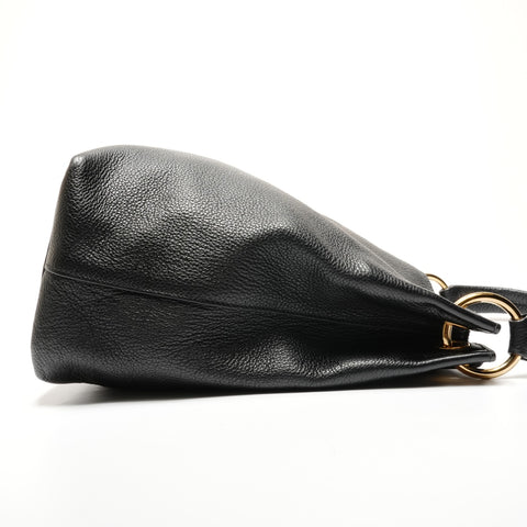 PRADA Logo embossed leather Shoulder Bag black WS26767
