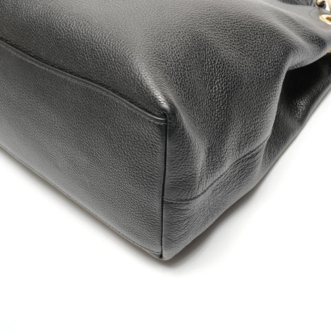 PRADA Logo embossed leather Shoulder Bag black WS26767