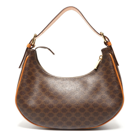 CELINE Macadam PVC Hobo Half Moon One Belt Shoulder Bag Brown WS26768