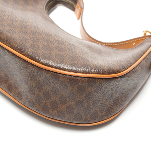 CELINE Macadam PVC Hobo Half Moon One Belt Shoulder Bag Brown WS26768