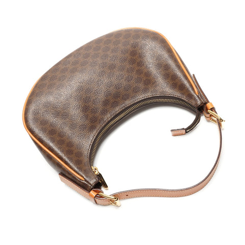 CELINE Macadam PVC Hobo Half Moon One Belt Shoulder Bag Brown WS26768