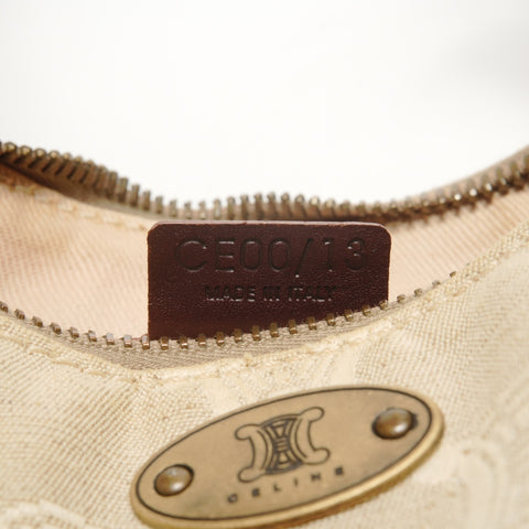 CELINE Canvas Macadam One Belt Hobo Shoulder Bag beige WS26771