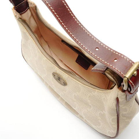 CELINE Canvas Macadam One Belt Hobo Shoulder Bag beige WS26771