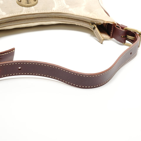 CELINE Canvas Macadam One Belt Hobo Shoulder Bag beige WS26771