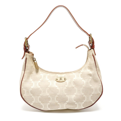 CELINE Canvas Macadam One Belt Hobo Shoulder Bag beige WS26771
