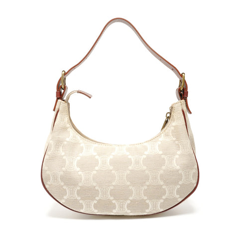 CELINE Canvas Macadam One Belt Hobo Shoulder Bag beige WS26771