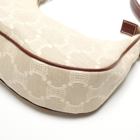 CELINE Canvas Macadam One Belt Hobo Shoulder Bag beige WS26771