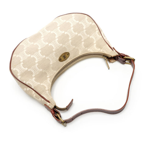 CELINE Canvas Macadam One Belt Hobo Shoulder Bag beige WS26771