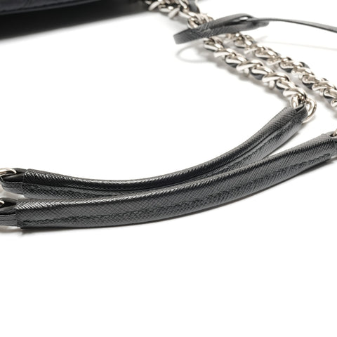 PRADA Nylon quilted Chain Triangle logo Shoulder Bag black WS26775