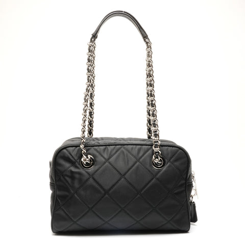 PRADA Nylon quilted Chain Triangle logo Shoulder Bag black WS26775