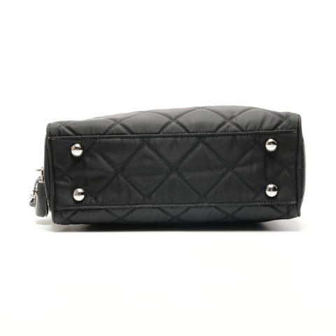 PRADA Nylon quilted Chain Triangle logo Shoulder Bag black WS26775