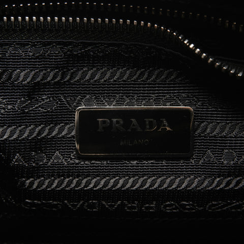 PRADA Nylon quilted Chain Triangle logo Shoulder Bag black WS26775