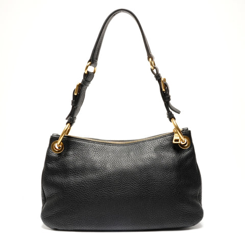 PRADA Vitelloluxe One Belt Leather Shoulder Bag black WS26778