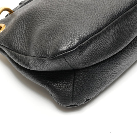 PRADA Vitelloluxe One Belt Leather Shoulder Bag black WS26778