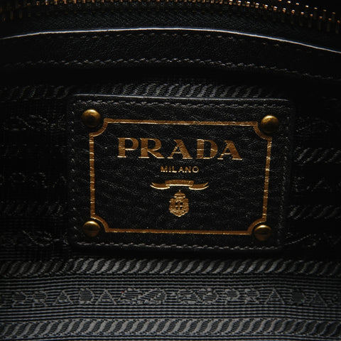 PRADA Vitelloluxe One Belt Leather Shoulder Bag black WS26778