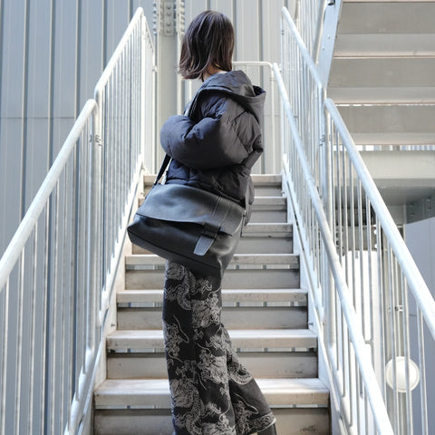 HERMES 皮革麻袋 Alfred 35 单肩包 黑色 WS26779