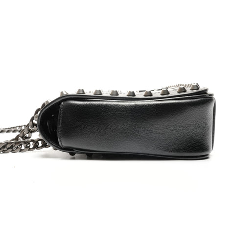 PRADA Studded Leather Camera Bag Chain Shoulder Bag black WS26782