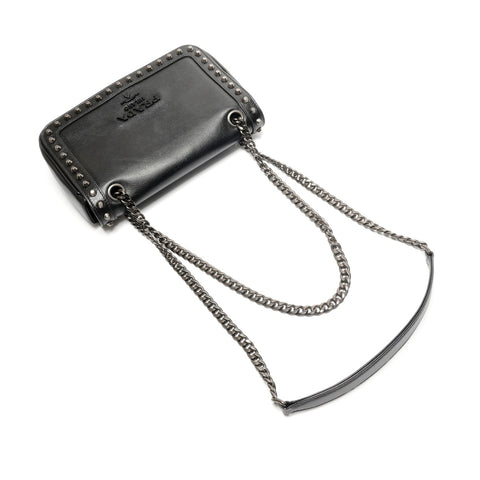 PRADA Studded Leather Camera Bag Chain Shoulder Bag black WS26782