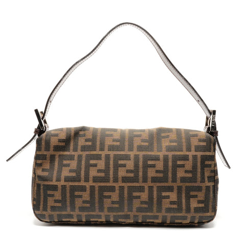FENDI Zucca Canvas Mamma Bucket Shoulder Bag Brown WS26784