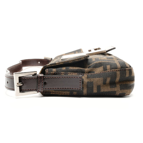 FENDI Zucca Canvas Mamma Bucket Shoulder Bag Brown WS26784