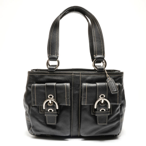 COACH Leather 8A09 Shoulder Bag black WS26785