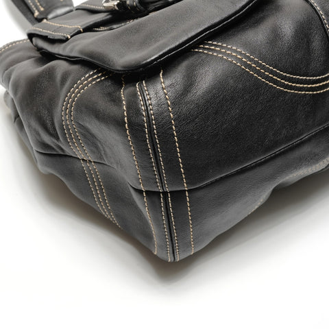 COACH Leather 8A09 Shoulder Bag black WS26785
