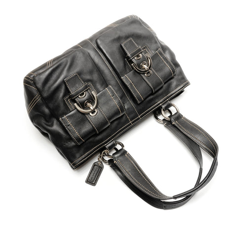 COACH Leather 8A09 Shoulder Bag black WS26785
