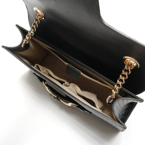 GUCCI Leather Micro GG Shimmer Chain Emily 449635 Shoulder Bag black WS26788