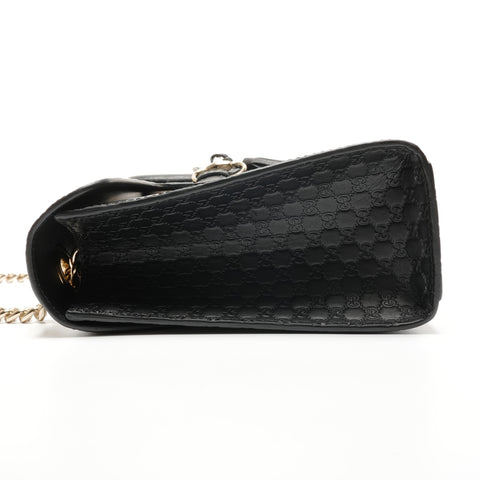 GUCCI Leather Micro GG Shimmer Chain Emily 449635 Shoulder Bag black WS26788