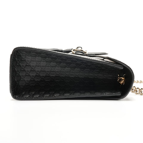 GUCCI Leather Micro GG Shimmer Chain Emily 449635 Shoulder Bag black WS26788