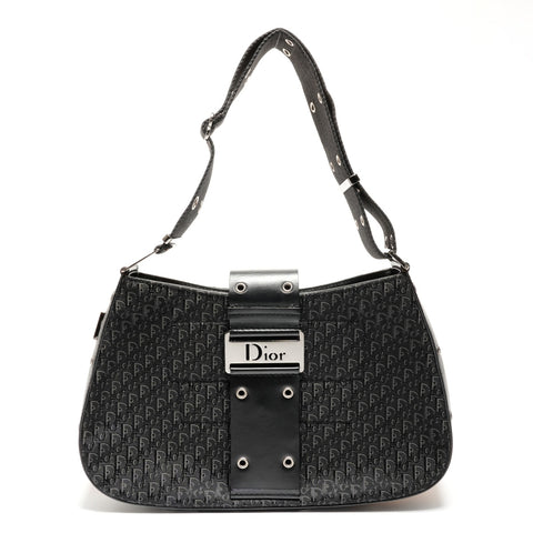 Christian Dior Canvas Street Chic Trotter Shoulder Bag black WS26796