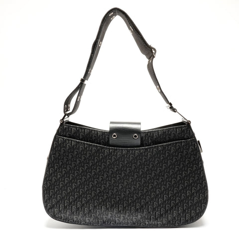 Christian Dior Canvas Street Chic Trotter Shoulder Bag black WS26796